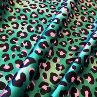 Bold Animal Prints Upholstery Fabric with Leopard in Green by Designer, Becca Who