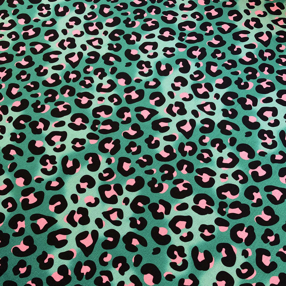 Leopard Print Velvet Fabric in Green