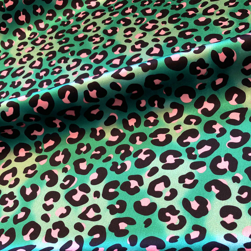 Emerald Green Leopard Print Velvet fabric for Curtains and Blinds by Designer, Becca Who