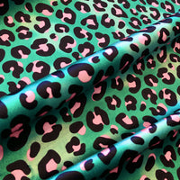 Colourful Leopard Print Furnishing Fabric in Emerald Green and Pink by Designer, Becca Who