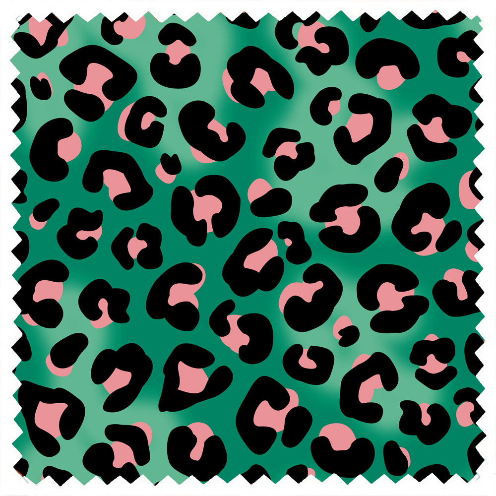 Emerald Green Leopard Print Furnishing Fabric Sample by Becca Who