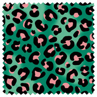 Emerald Green Leopard Print Furnishing Fabric Sample by Becca Who