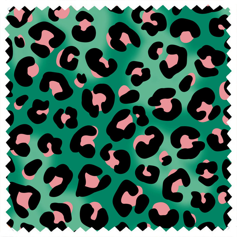 Emerald Green Leopard Print Furnishing Fabric Sample by Becca Who