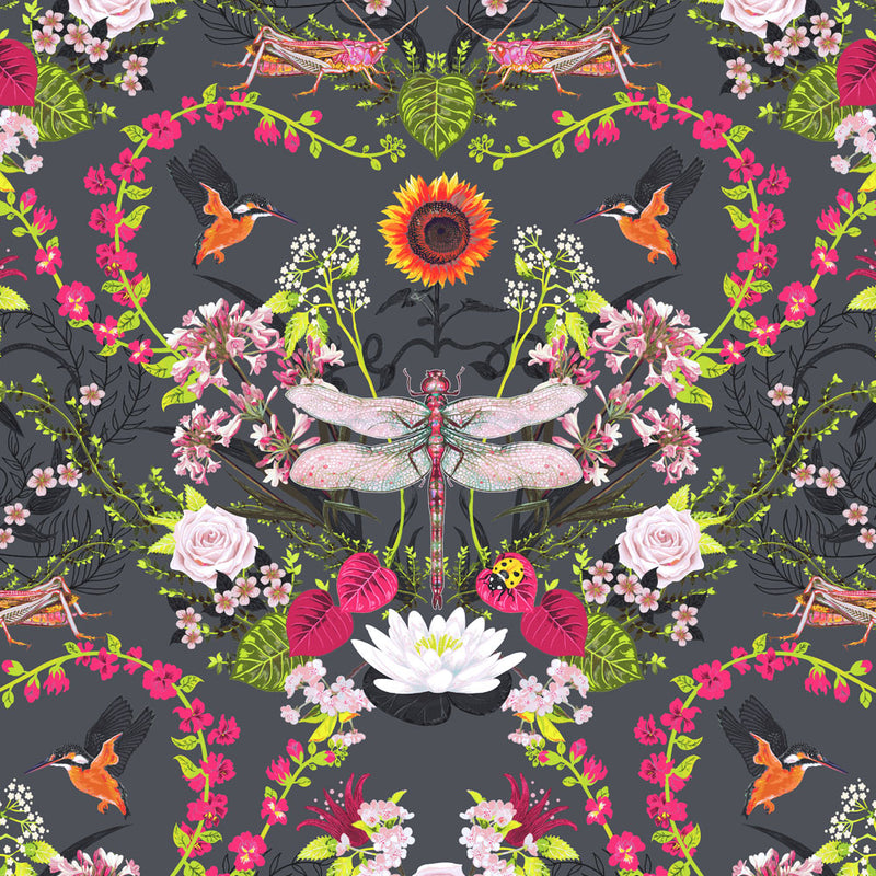 Colourful Grey & Pink Patterned Fabric Design by Becca Who