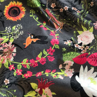 Grey and Pink Floral Dragonfly Patterned Velvet Fabric for Interiors by Designer, Becca Who