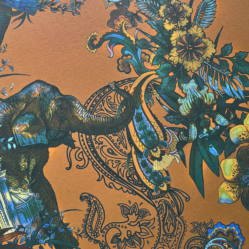 Statement Luxury Designer Wallpaper with Indian Pattern in Mustard Yellow by Designer, Becca Who