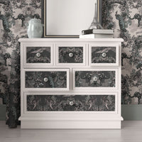 Indian Patterned Neutral Grey and Charcoal Feature Wallpaper by Becca Who