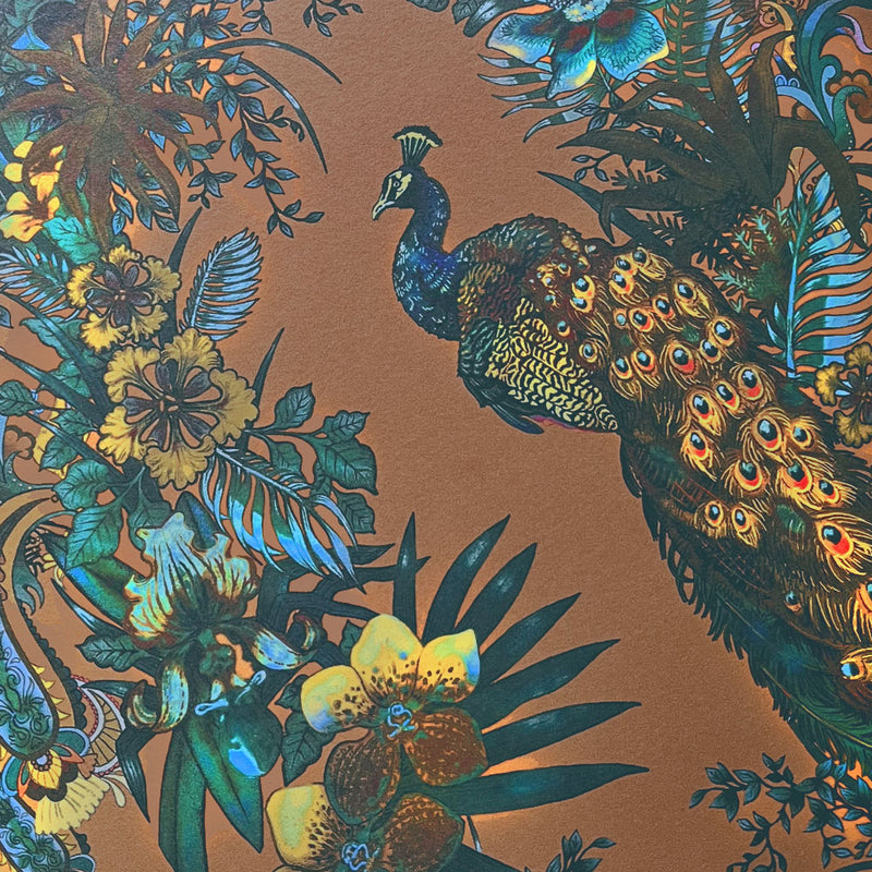 Designer Feature Wallpaper with Indian Pattern in Amber Yellow by Designer, Becca Who