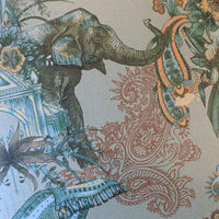 Elegant Designer Wallpaper in Jade Green with Indian Wildlife by Becca Who