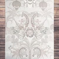 Patterned Luxury Wallpaper with African Animals in Ivory by Becca Who