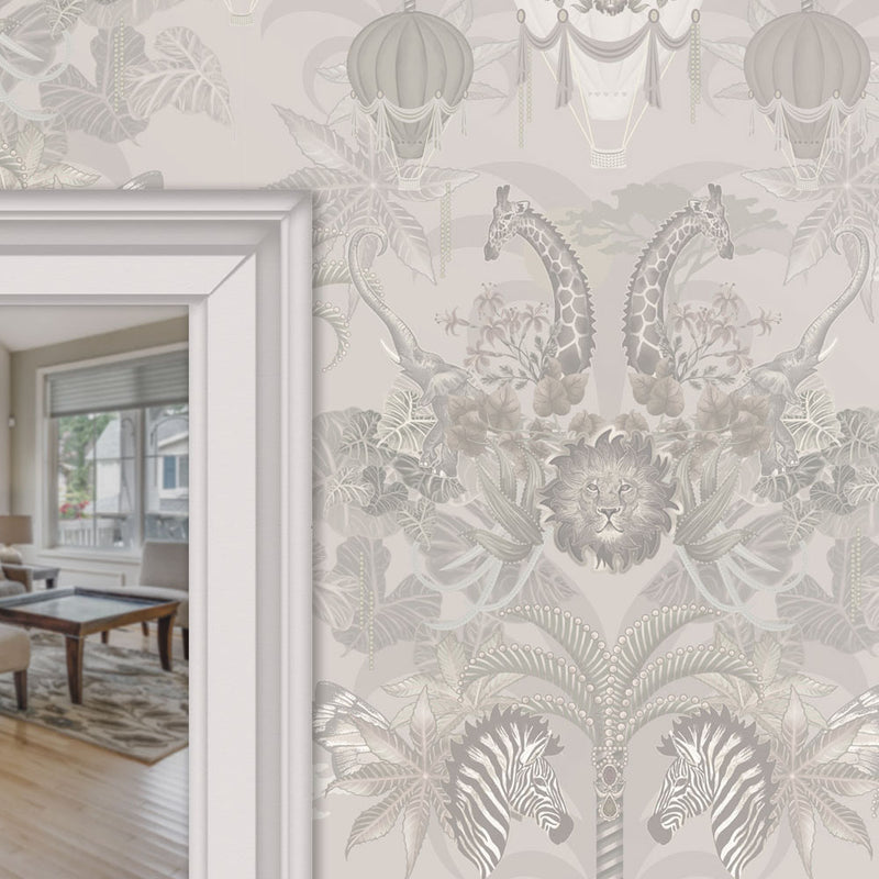 Light Decor Patterned Luxury Wallpaper with African Animals by Becca Who