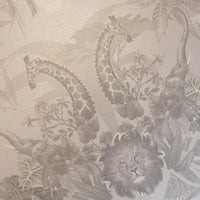 Artwork Details of Luxury Designer Wallpaper with African Animals in Elegant Ivory by Becca Who