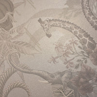 Elegant Ivory Luxury Designer Wallpaper with African Animals by Becca Who