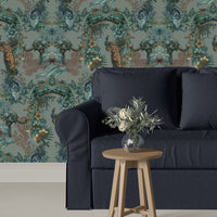 Magic Of India in Jade | Luxury Patterned Wallpaper