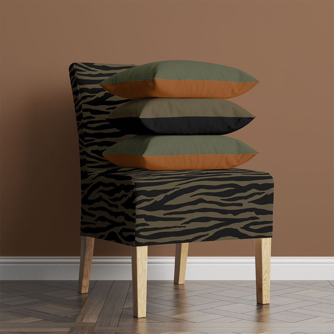 Khaki Zebra Velvet Upholstery Fabric by Designer Becca Who 