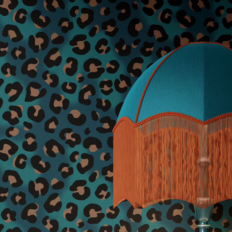 Animal Print Wallpaper Leopard in Blue 
