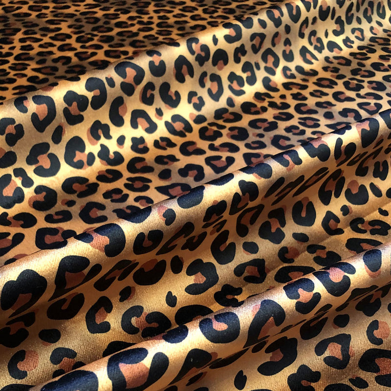 Leopard Print Velvet Furnishing Fabric in Gold & Tan for Bold Interiors