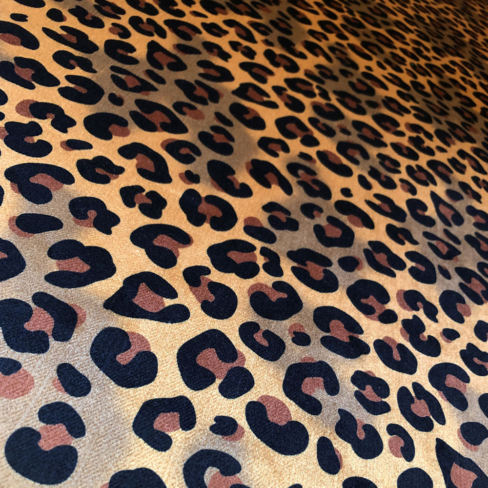 Leopard Print in Gold & Tan | Animal Print Velvet Furnishing Fabric