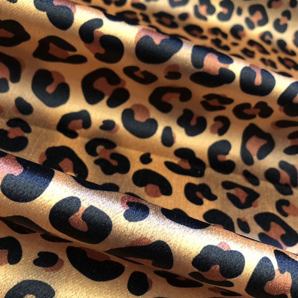 Leopard Animal Print luxurious Velvet Furnishing Fabric in Gold & Tan