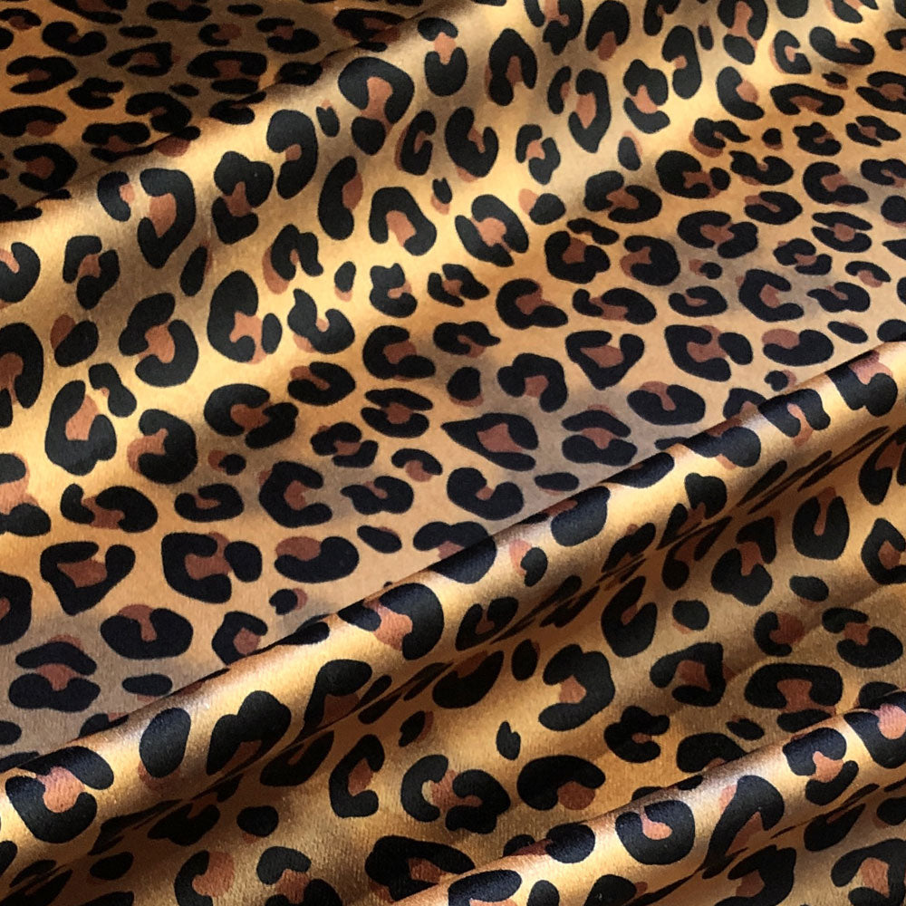 Leopard Print Patterned Velvet Furnishing Fabric in Gold & Tan