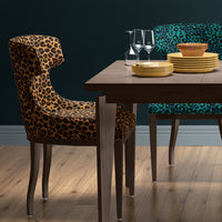 Leopard Print Velvet Upholstery Fabric on Dining Chairs for Glamorous Interiors