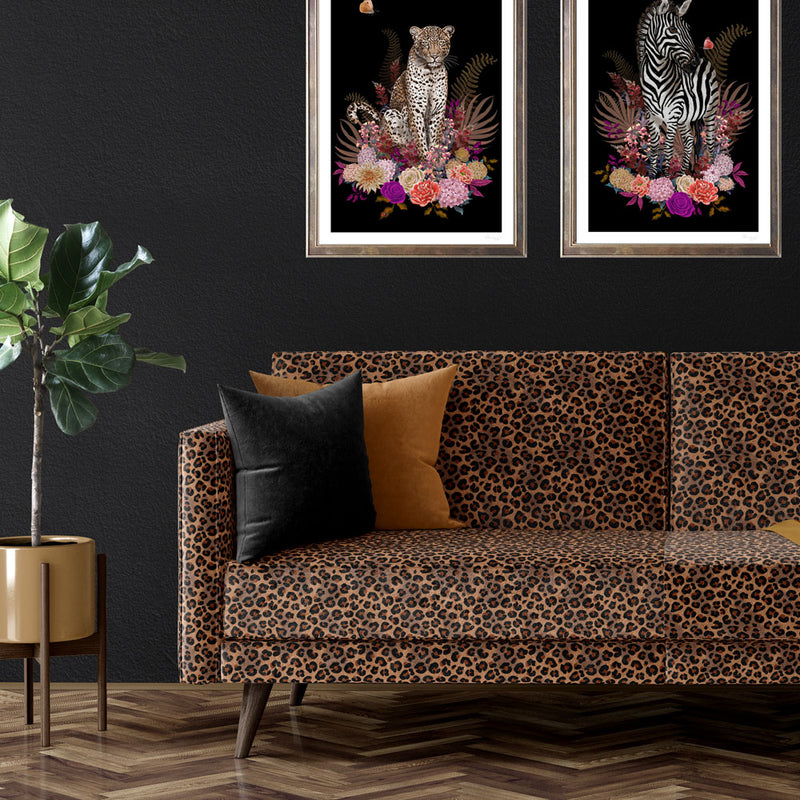 Leopard print Velvet Fabric for Statement Upholstery on Sofa
