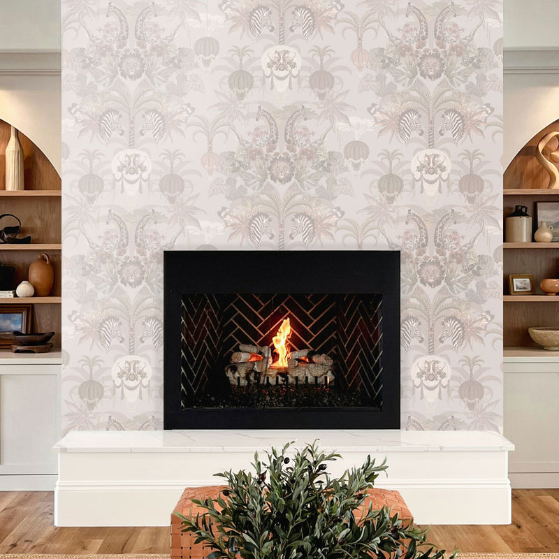 Light Decor Pale Luxury Wallpaper with African Animals Pattern by Becca Who