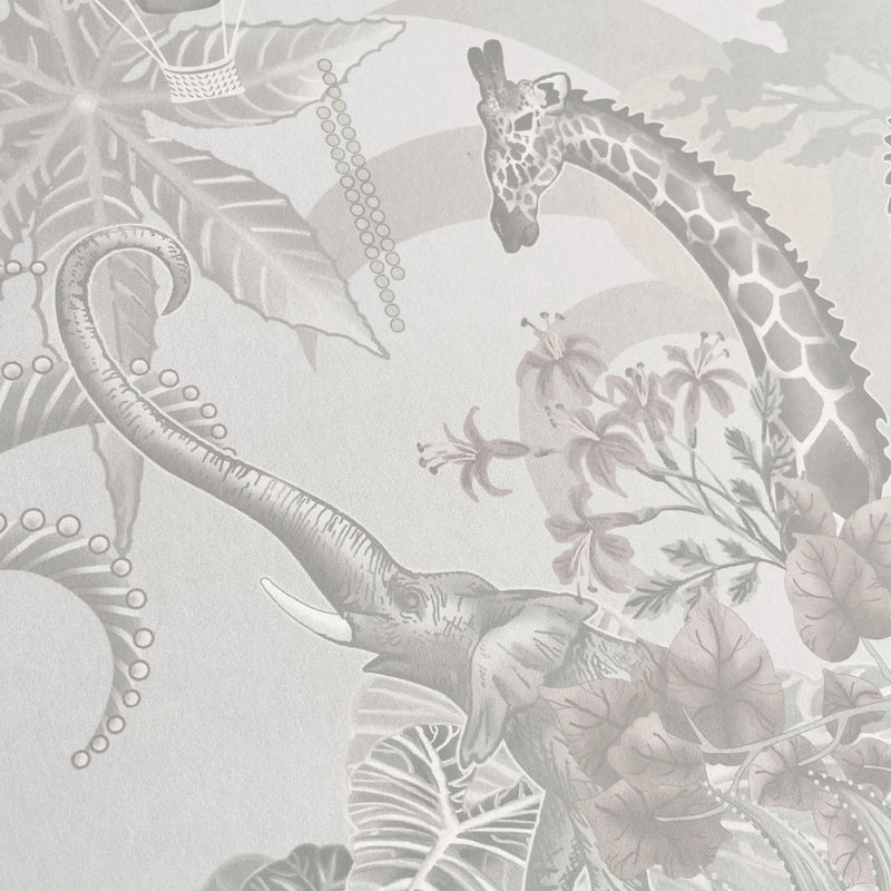Ivory Wallpaper with African Animals Pattern by Becca Who