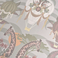 Soft Green Luxury Statement Wallpaper with African Animals by Designer, Becca Who