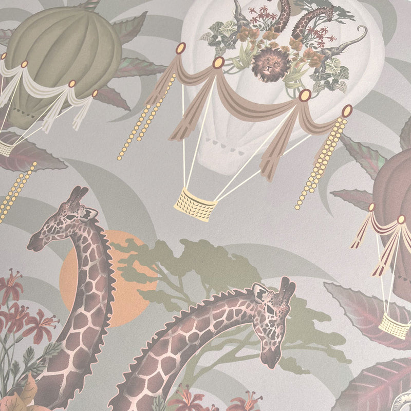 Soft Green Luxury Statement Wallpaper with African Animals by Designer, Becca Who