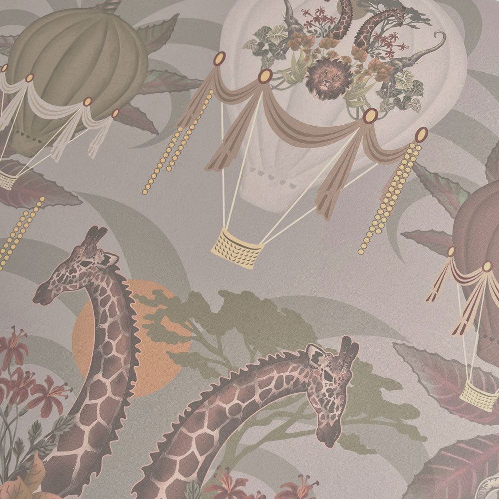 Soft Green Luxury Statement Wallpaper with African Animals by Designer, Becca Who