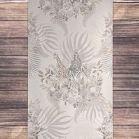Pale Sand Statement Wallpaper with African Animals by Designer Becca Who