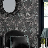 Dark Charcoal Luxury Patterned Wallpaper by Becca Who
