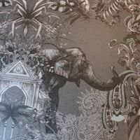 Dark Luxury Wallpaper in Charcoal by Designer, Becca Who with Indian Wildlife