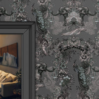 Dark Luxury Wallpaper in Charcoal by Designer, Becca Who