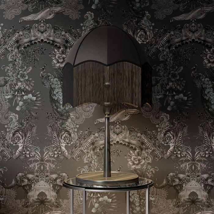 Dark Decor Luxury Designer Wallpaper in Charcoal Dark Grey by Becca Who