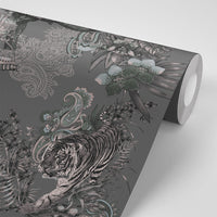 Dark Luxury Statement Wallpaper in Charcoal by Designer, Becca Who