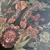 Charcoal African Safari Animals Luxury Wallpaper Dark Decor by Becca Who