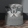Luxury Designer Upholstery Velvet Fabric in Blue Grey with Swans by Becca Who