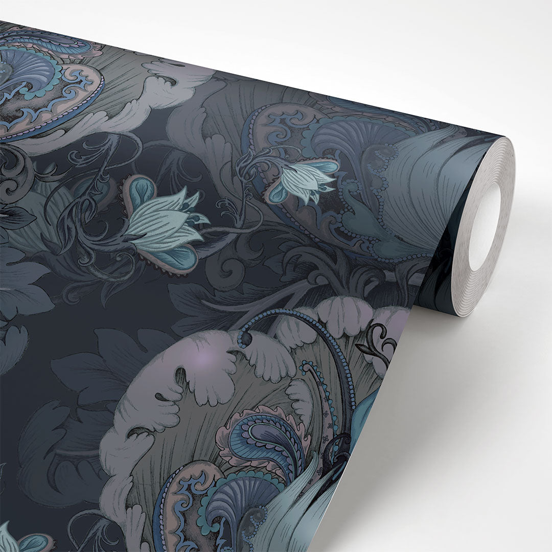 Dark Blue Bold Statement Wallpaper for Home Decor by Designer, Becca Who