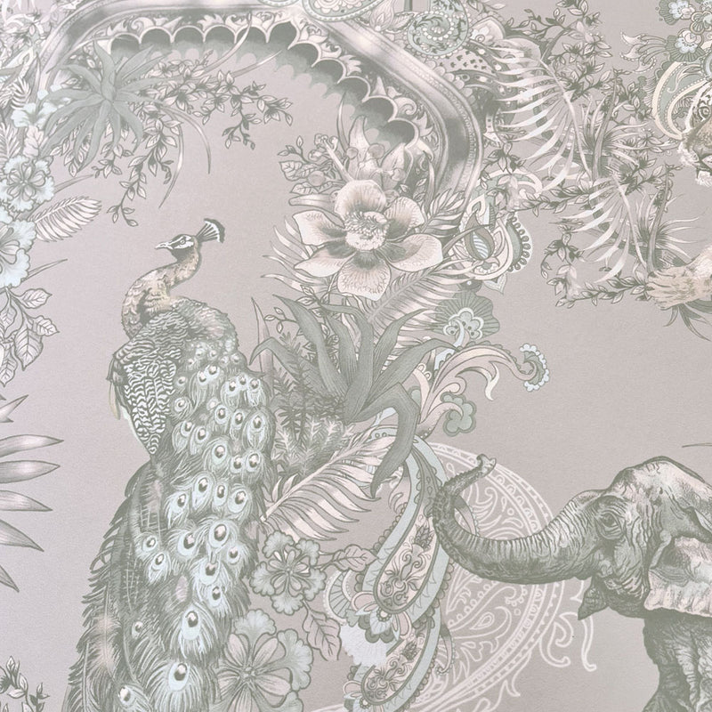 Decorative Indian Pattern Designer Wallpaper in Pale Ivory by Becca Who