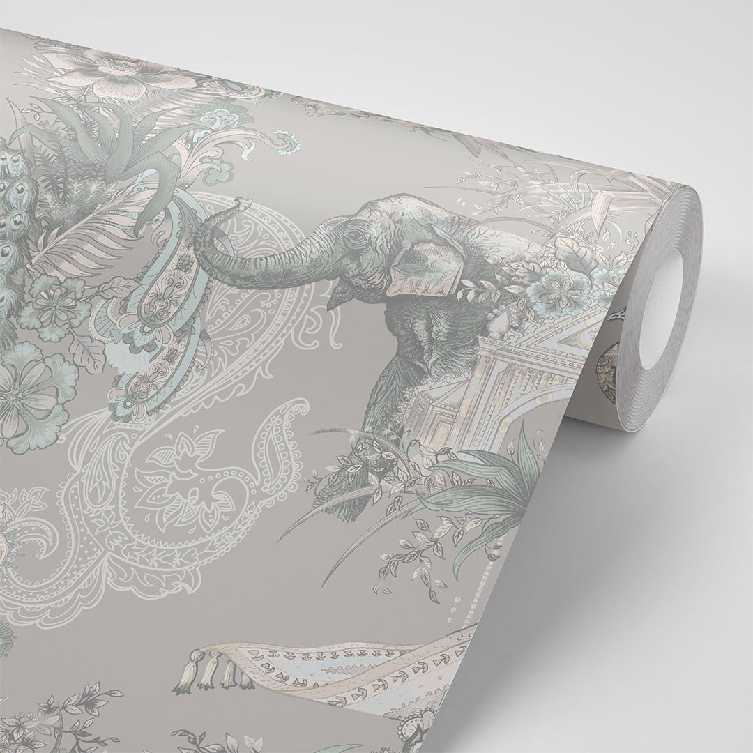 Light, Pale Indian Patterned Luxury Wallpaper by Designer, Becca Who