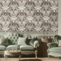Luxury Patterned Wallpaper Swans in Living Room by Becca Who