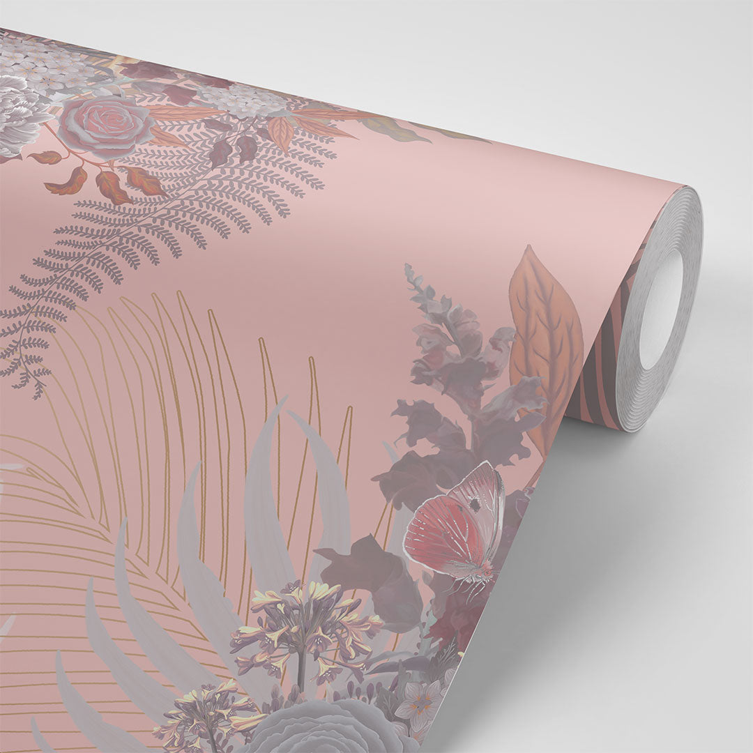 Safari Animals Luxury Bedroom Wallpaper in Peach by Becca Who