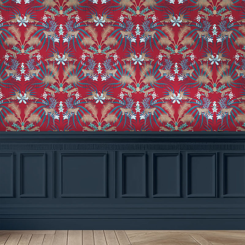 Bold Statement Wallpaper Red Leopards by Designer, Becca Who