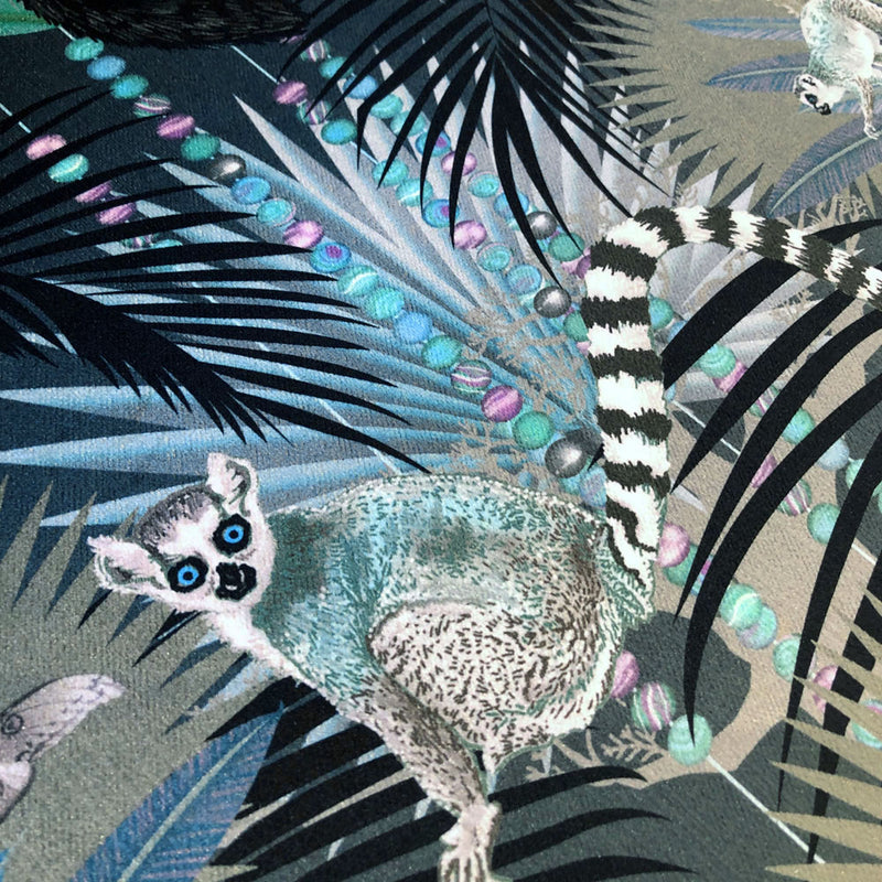 Lemurs Velvet Patterned Furnishing Fabric by Designer, Becca Who