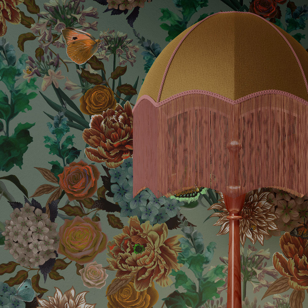 Sage Jade Green Floral Wallpaper Vintage Style