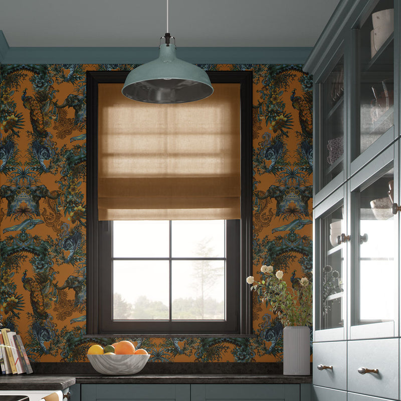 Mustard Patterned Kitchen Wallpaper