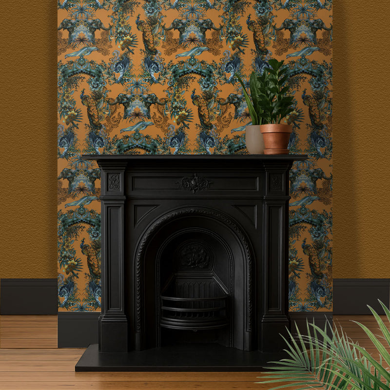 Mustard Statement Patterned Wallpaper Home Decor by Designer Becca Who