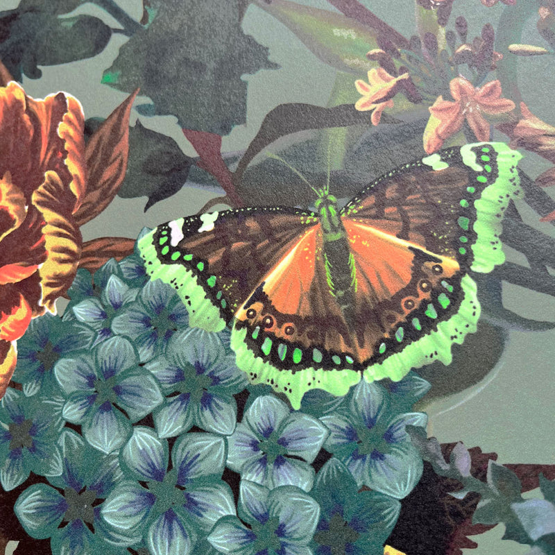 Green Floral Vintage Inspired Wallpaper by UK Designer, Becca Who